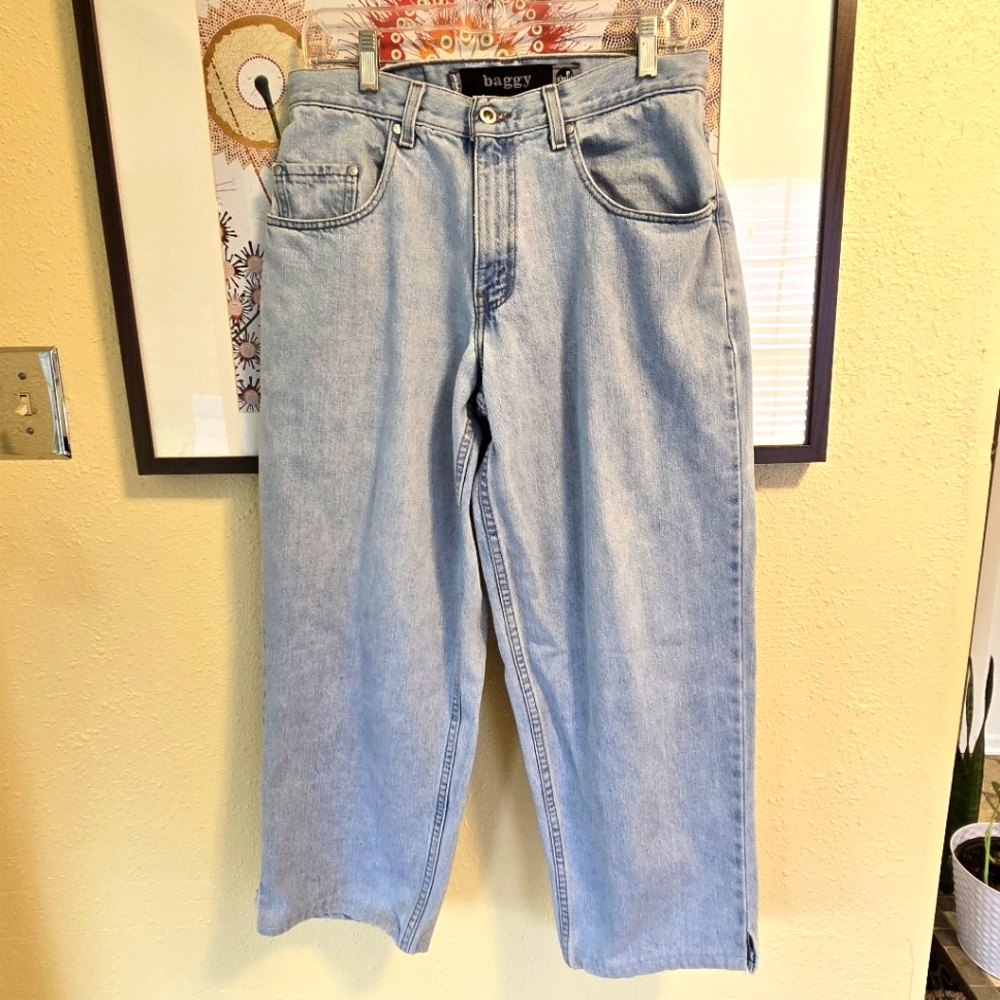 Vintage 90s Y2K Levis baggy silver tab jeans bleach light wash denim 30x27" USA